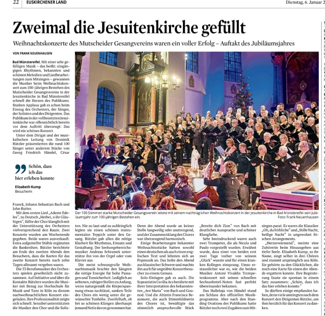 Du betrachtest gerade Presse Weihnachtskonzert 25/26